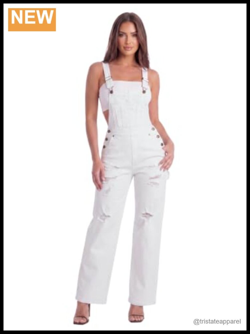 Womens Destructed Adjustable Denim Jumpsuit Stretch Overalls